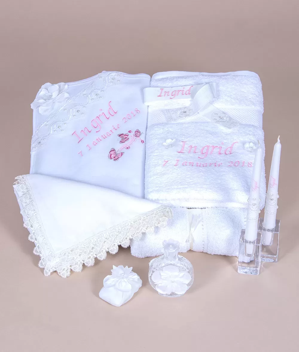 Trusou botez elegant dantela 3d perle