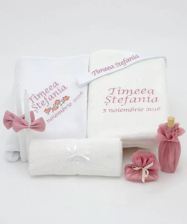Trusou botez personalizat Flower - Bujori