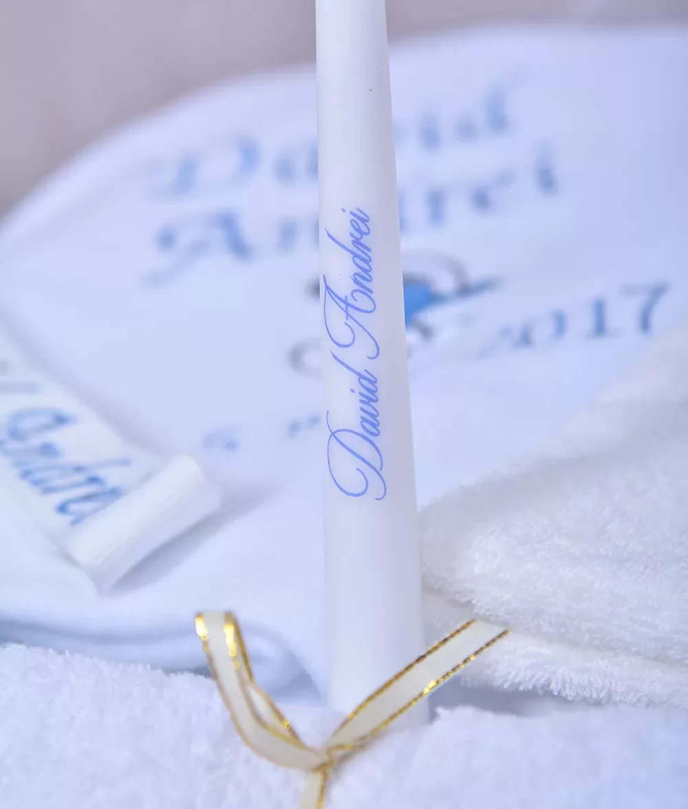 Lumanare preot trusou de botez strumfi