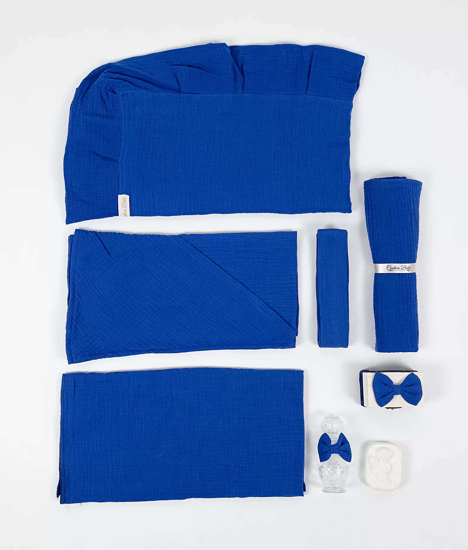 Trusou botez muselina albastru