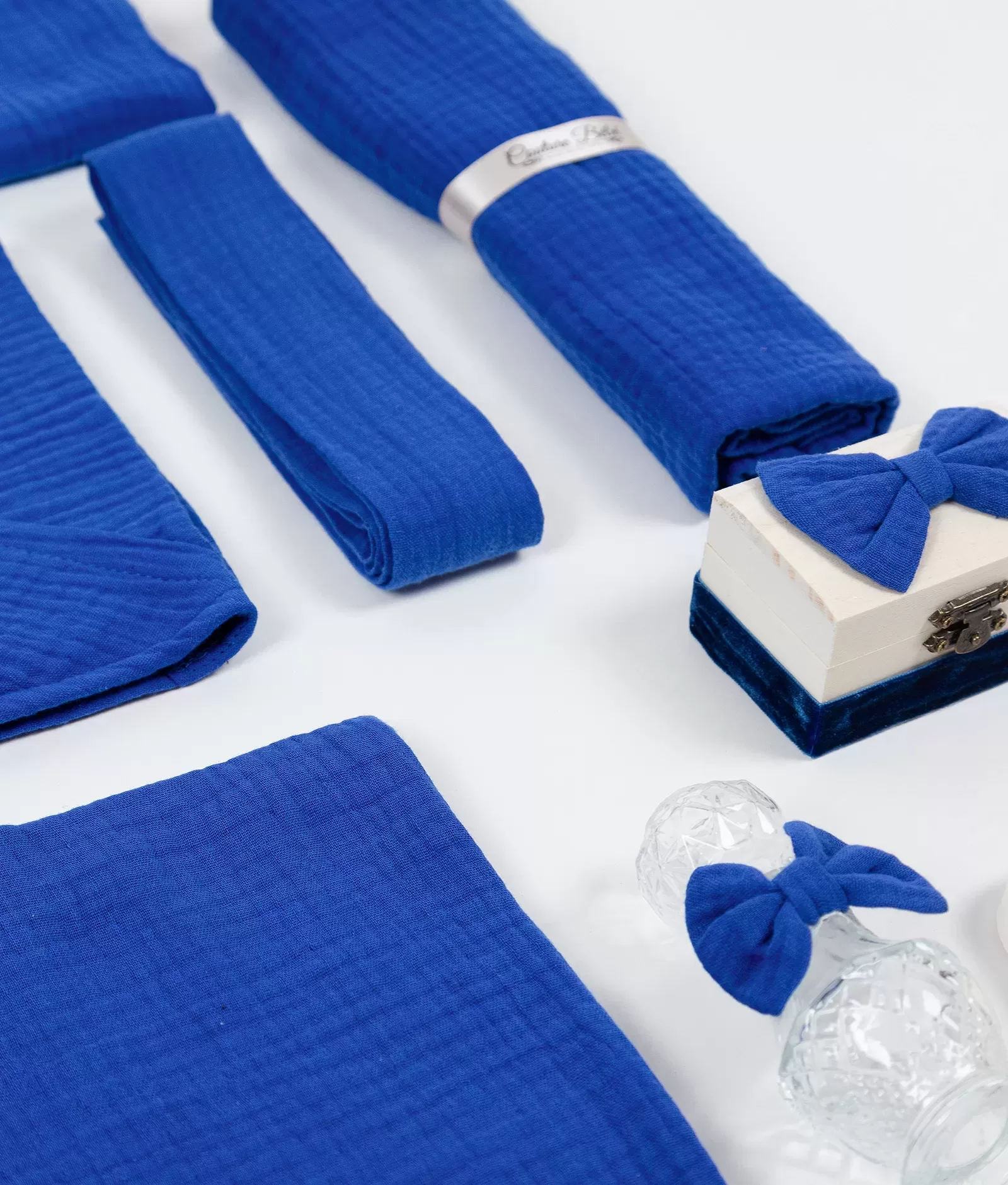 Trusou botez muselina albastru