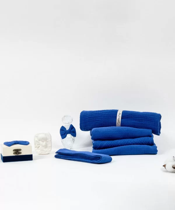 Trusou botez muselina albastru